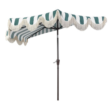 Beverly 9 ft. Designer Classic Scalloped Fringe Half Market Patio Umbrella
